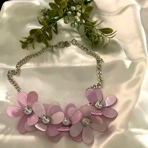 Chunky Flower and rhinestone necklace